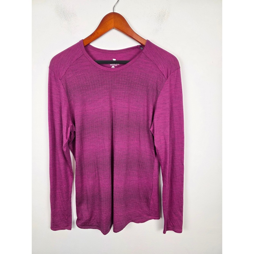Segments 100% Merino Wool Long Sleeve Top Purple Magenta Dotted Women Medium